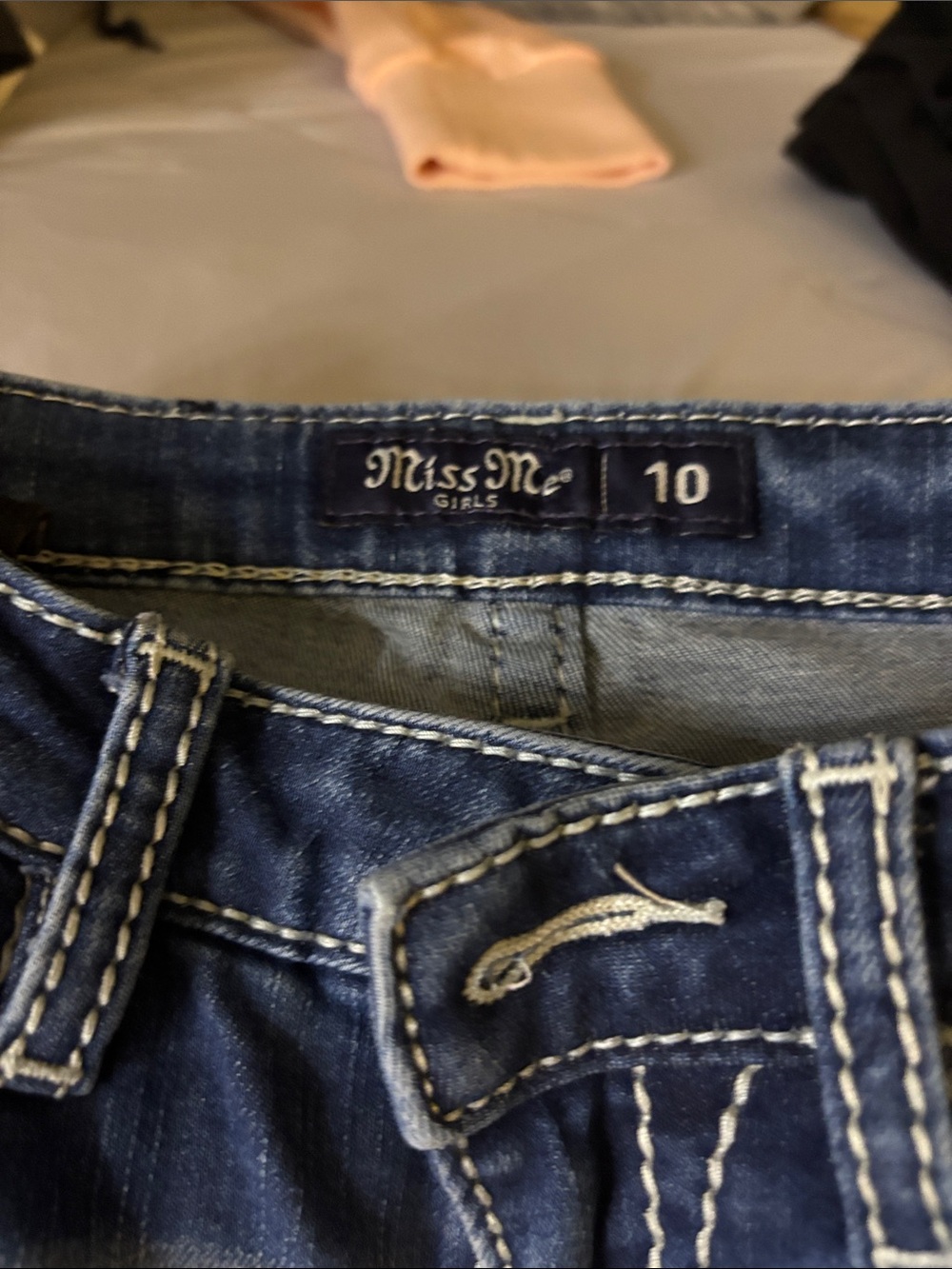 Miss Me Dark Blue Denim Jeans with Contrast Stitching